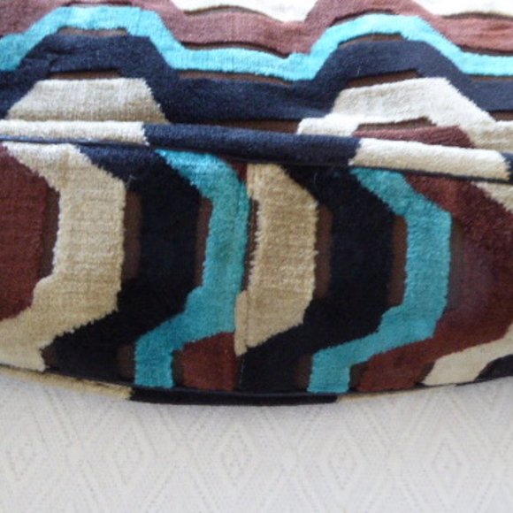 MORRIS MOSKOWITZ blue black cream TAPESTRY cut VELVET lucite handle BAG Vintage - Picture 2 of 6